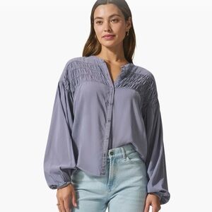 Splendid Collection Button-Up Ruffle Blouse R13A